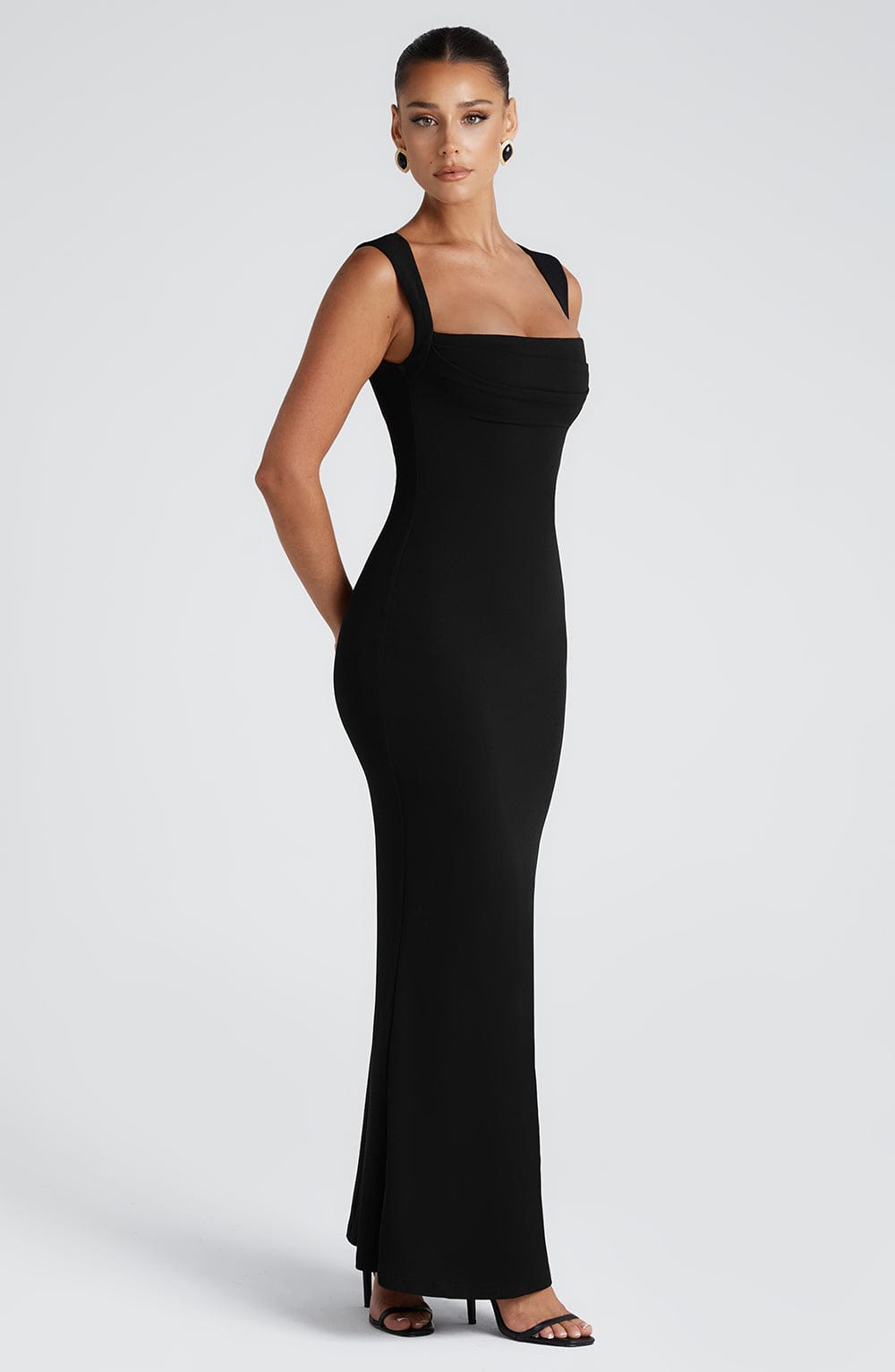 Helena | Square Neck Wide Strap Bodycon Maxi Formal Dress