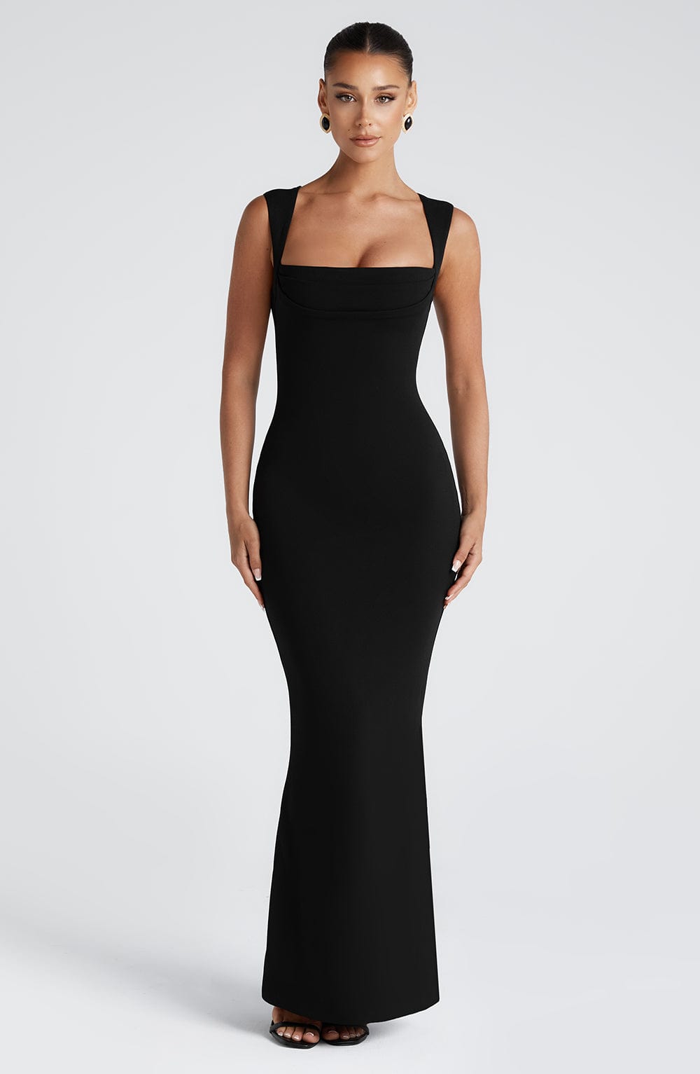 Helena | Square Neck Wide Strap Bodycon Maxi Formal Dress