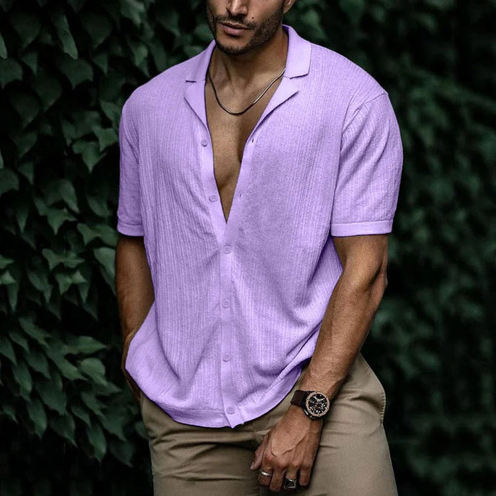 Riviera | Men's Textured Knit Camp Collar Shirt