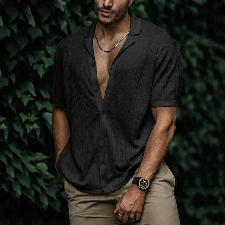 Riviera | Men's Textured Knit Camp Collar Shirt