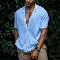 Riviera | Men's Textured Knit Camp Collar Shirt