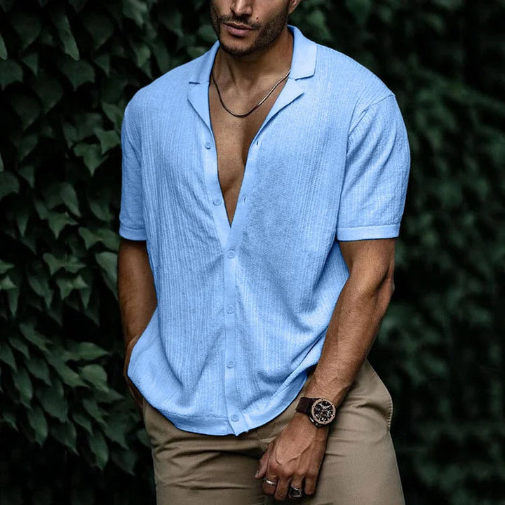 Riviera | Men's Textured Knit Camp Collar Shirt