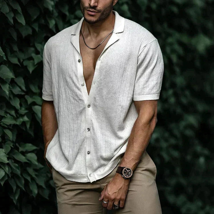 Riviera | Men's Textured Knit Camp Collar Shirt