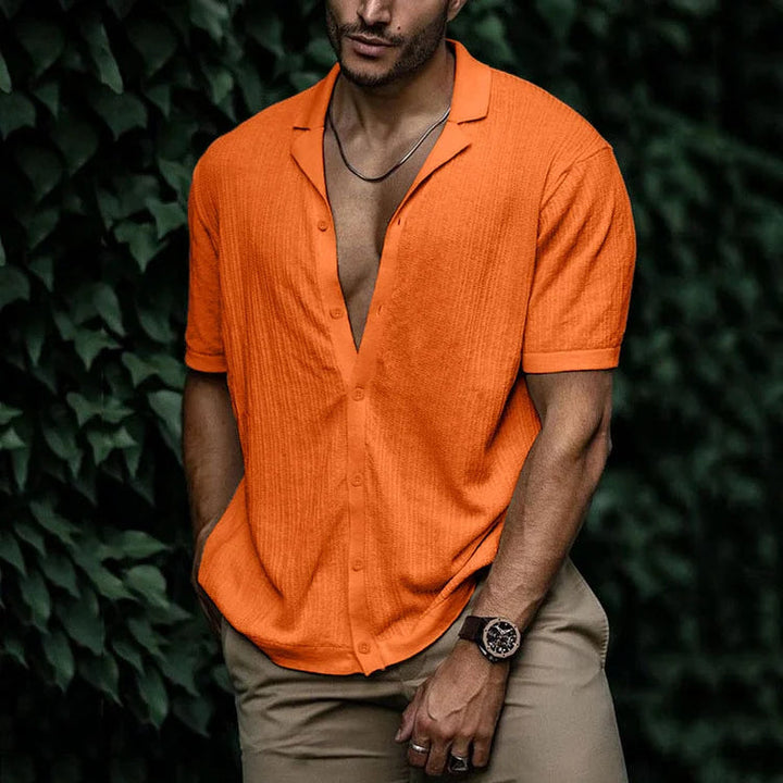 Riviera | Men's Textured Knit Camp Collar Shirt