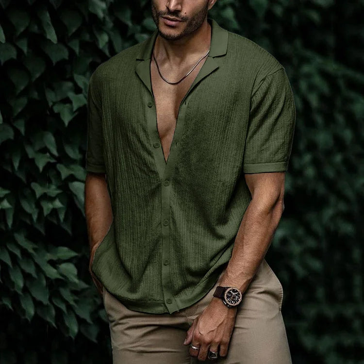 Riviera | Men's Textured Knit Camp Collar Shirt