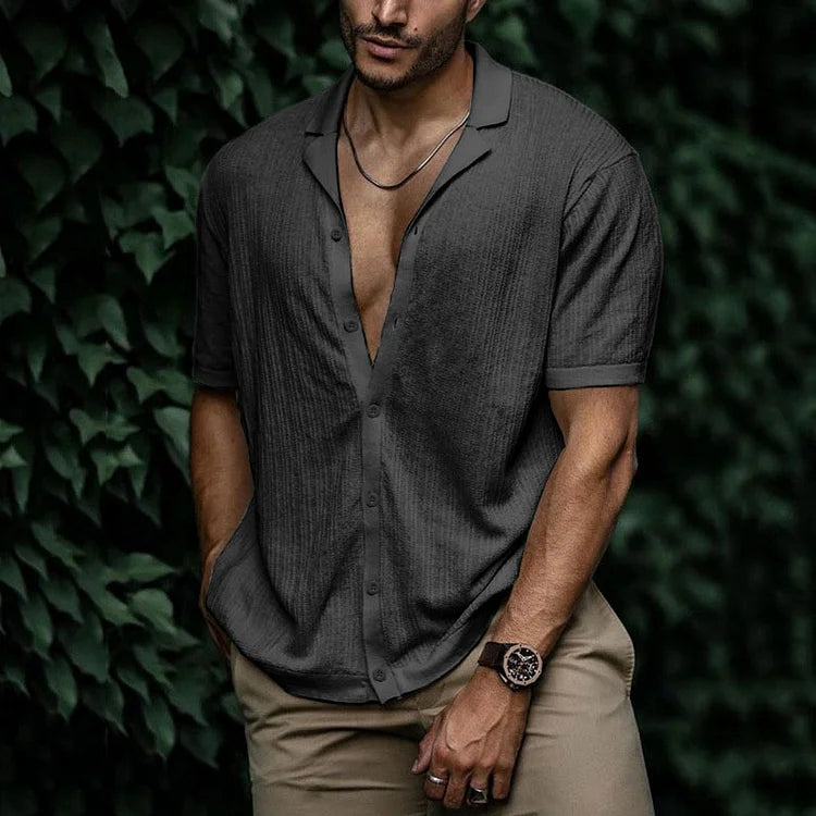 Riviera | Men's Textured Knit Camp Collar Shirt