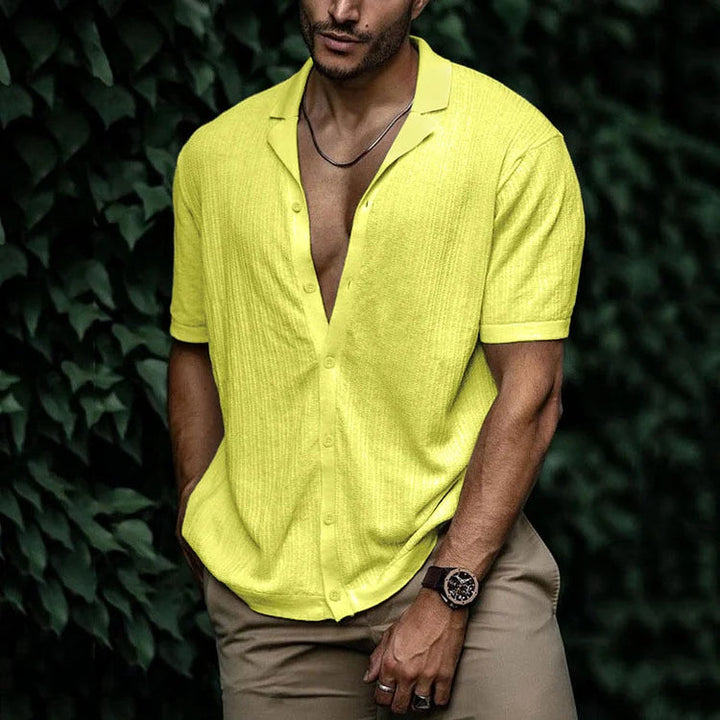 Riviera | Men's Textured Knit Camp Collar Shirt