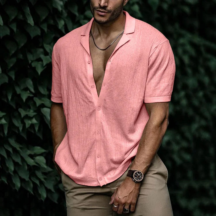 Riviera | Men's Textured Knit Camp Collar Shirt