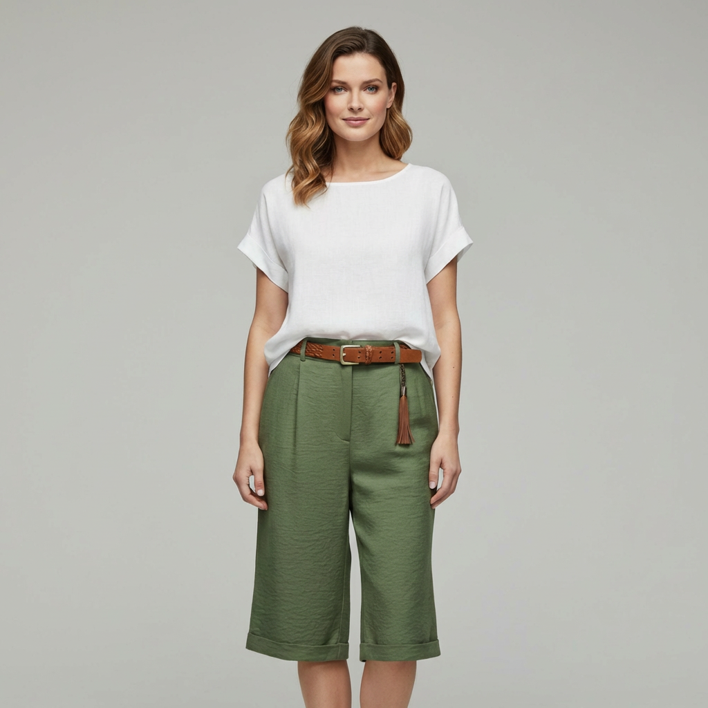 Clara | High Waisted Knee Length Shorts