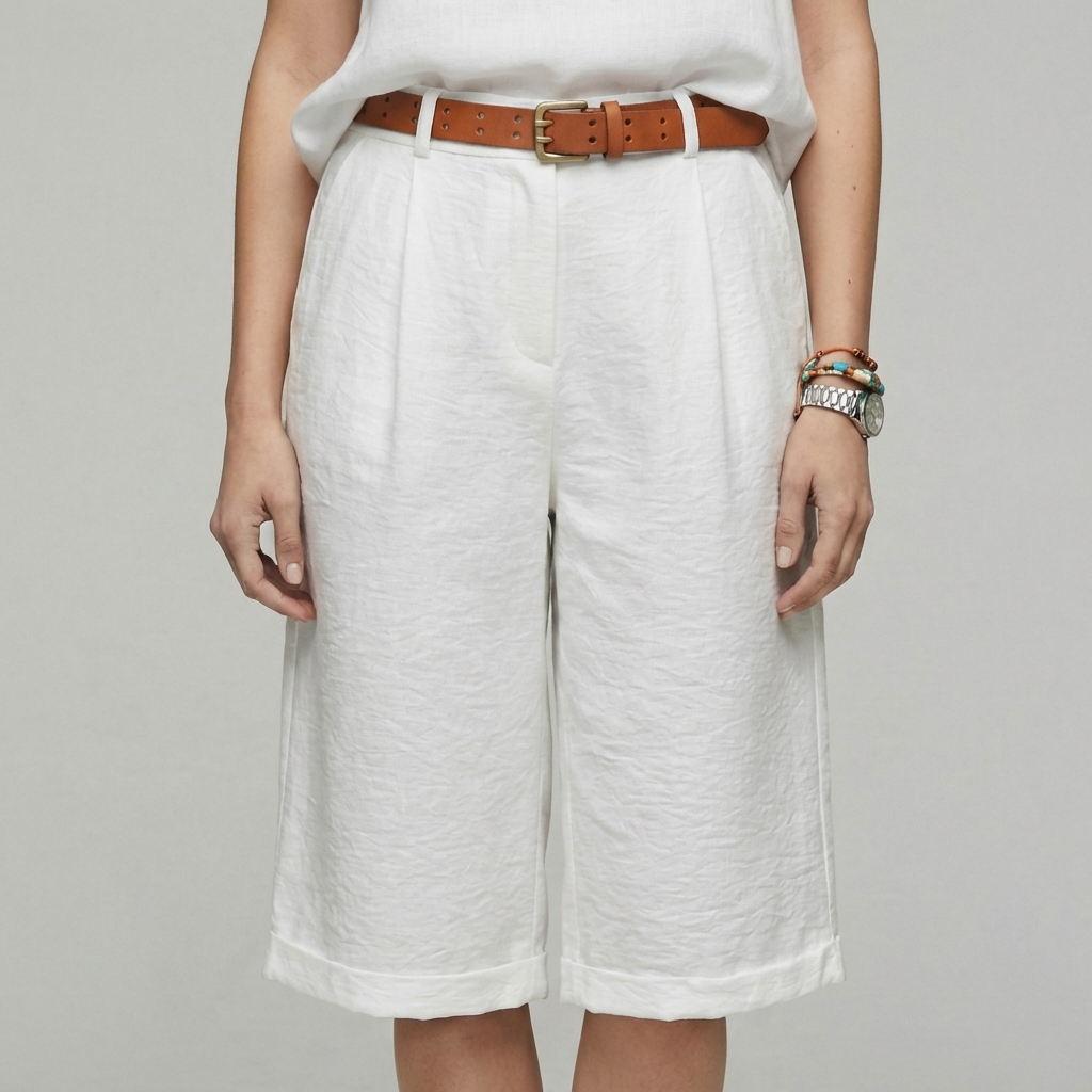 Clara | High Waisted Knee Length Shorts