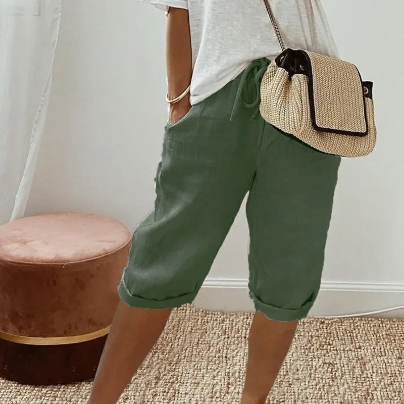 Rivage | Women's Linen Rolled Cuff Bermuda Shorts