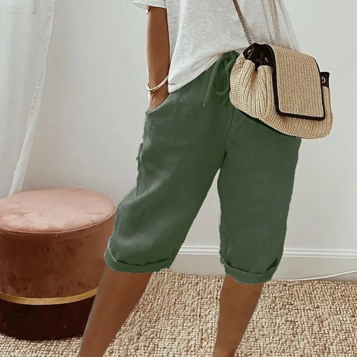 Rivage | Women's Linen Rolled Cuff Bermuda Shorts