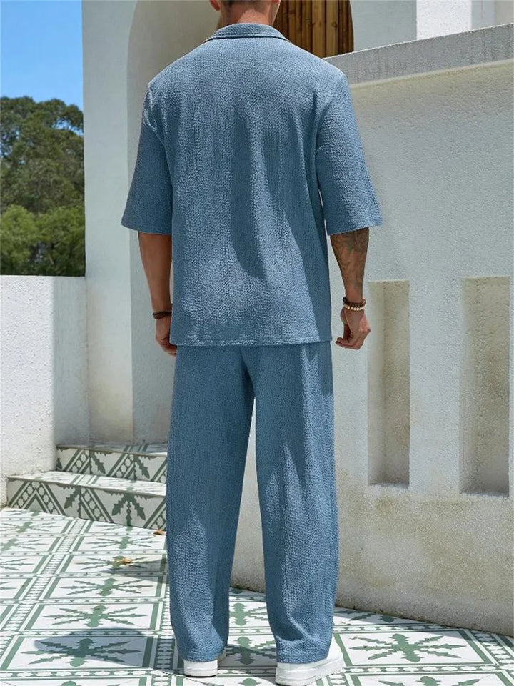 Santorini | Men's Textured Wide-Leg Co-ord Set