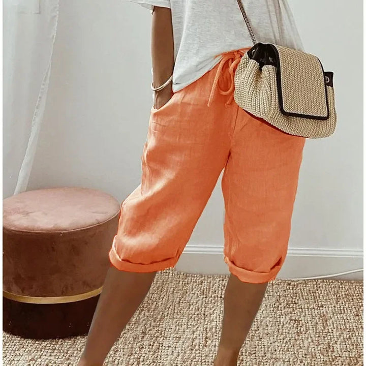 Rivage | Women's Linen Rolled Cuff Bermuda Shorts