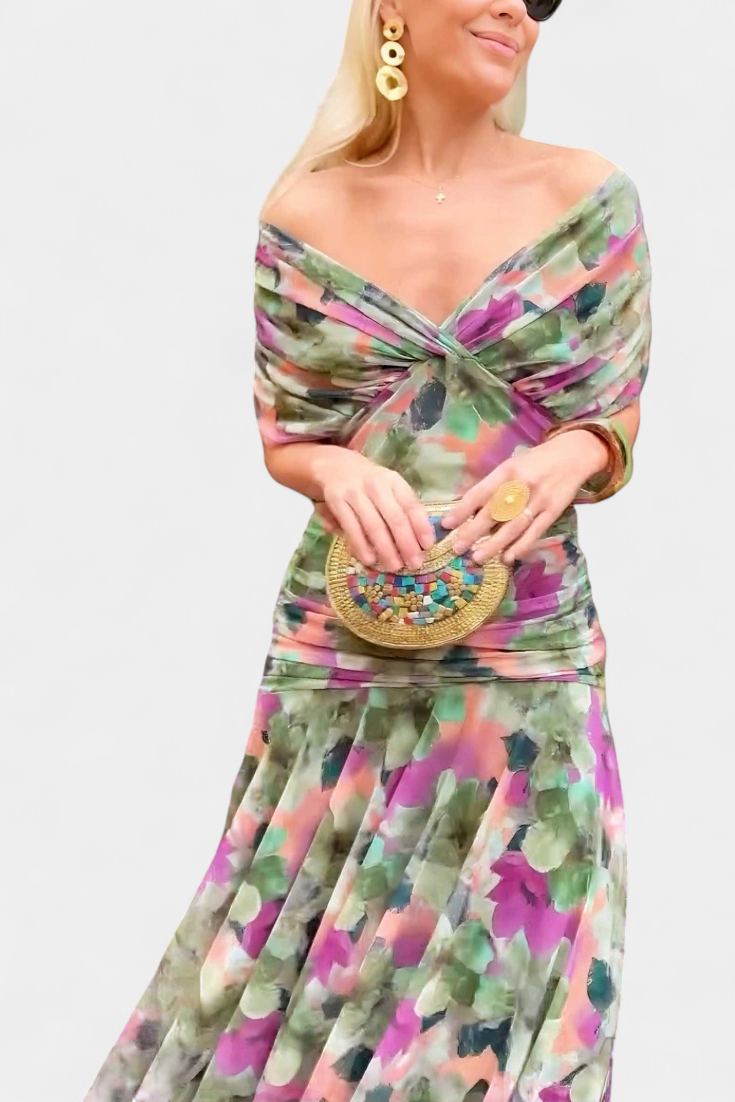 Amara | Elegant Off-Shoulder Wedding Guest Dress