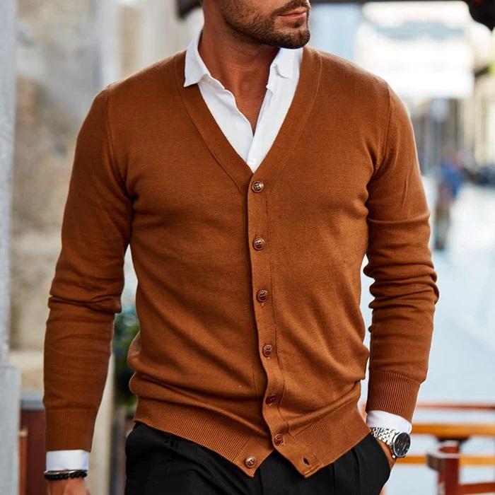 Milano | Button-Through V-Neck Men's Cardigan