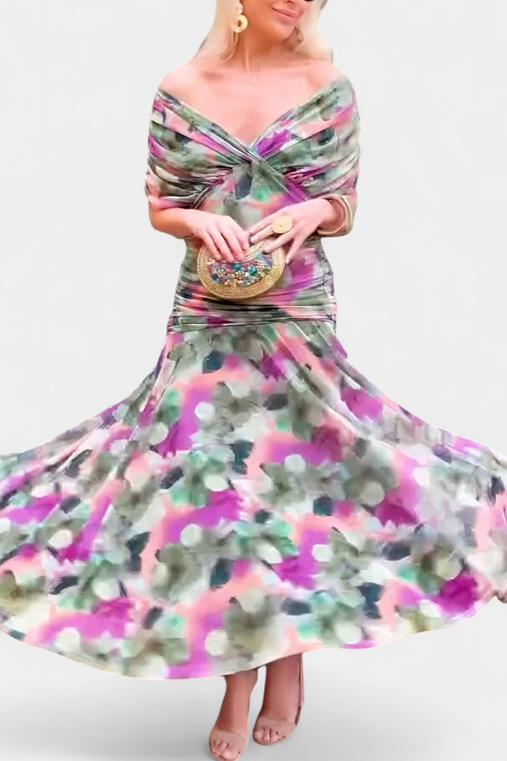 Amara | Elegant Off-Shoulder Wedding Guest Dress