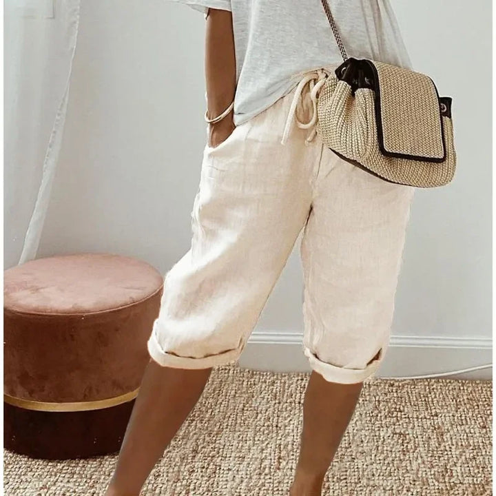 Rivage | Women's Linen Rolled Cuff Bermuda Shorts