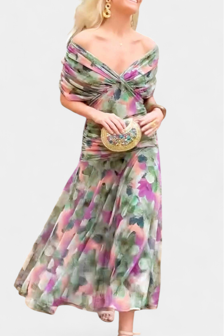 Amara | Elegant Off-Shoulder Wedding Guest Dress