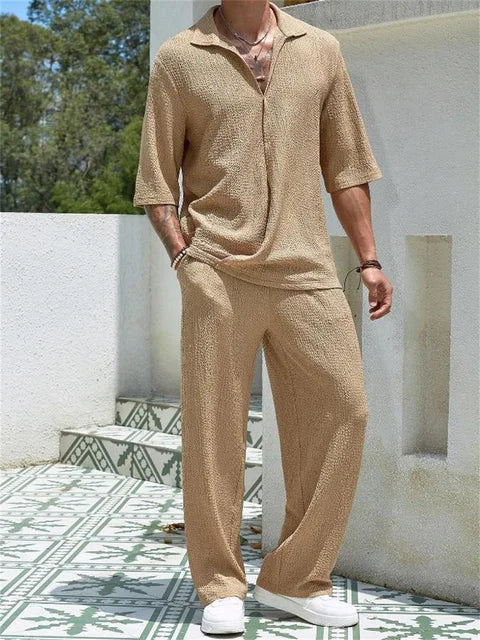 Santorini | Men's Textured Wide-Leg Co-ord Set
