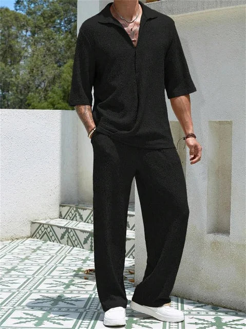 Santorini | Men's Textured Wide-Leg Co-ord Set