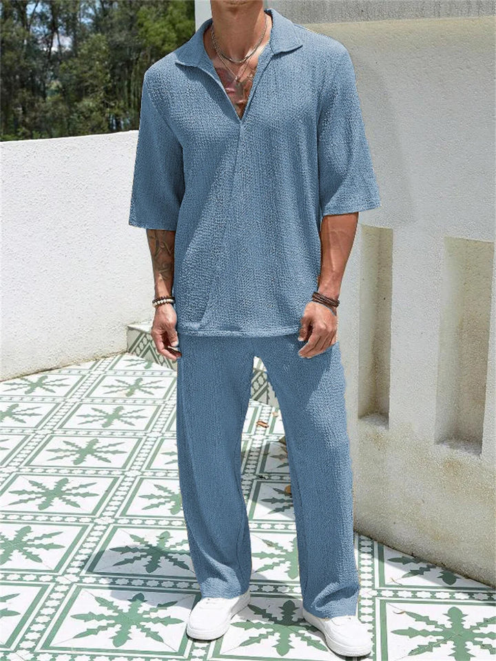 Santorini | Men's Textured Wide-Leg Co-ord Set