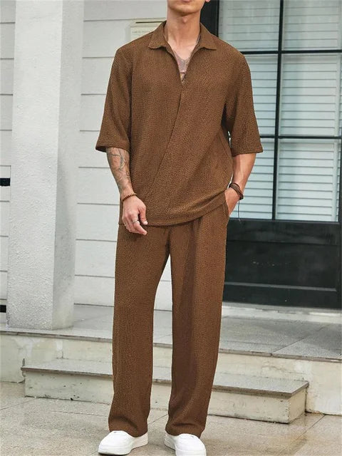 Santorini | Men's Textured Wide-Leg Co-ord Set