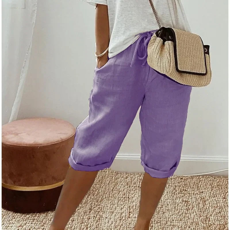 Rivage | Women's Linen Rolled Cuff Bermuda Shorts