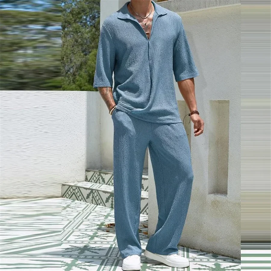 Santorini | Men's Textured Wide-Leg Co-ord Set