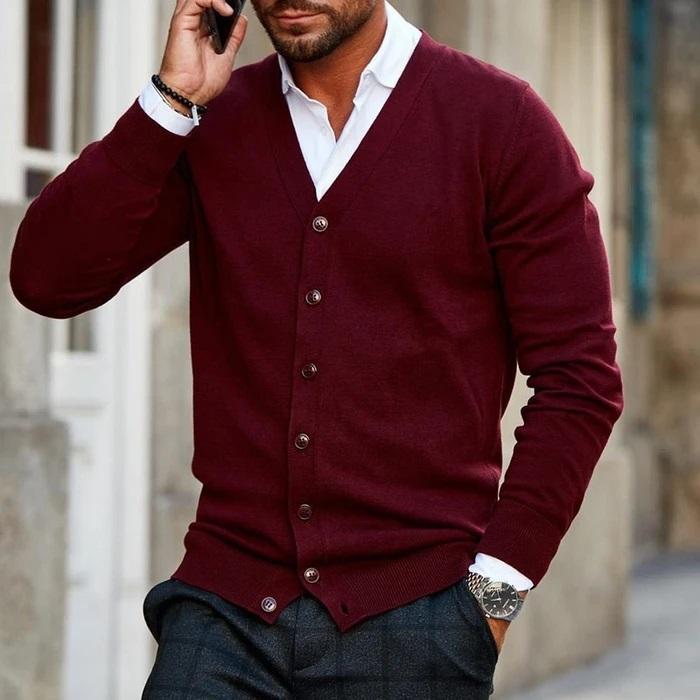 Milano | Button-Through V-Neck Men's Cardigan