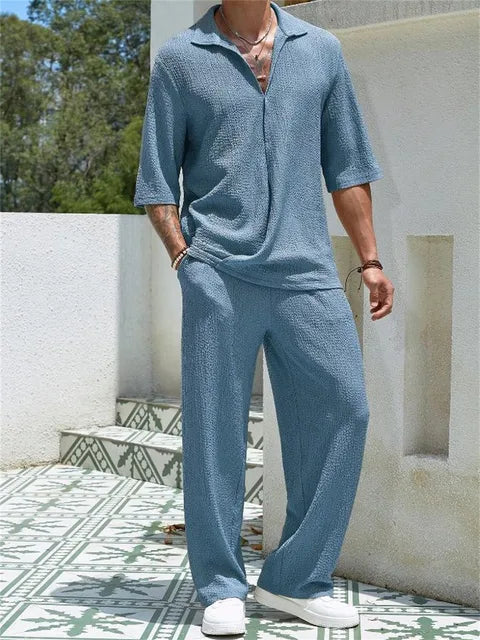 Santorini | Men's Textured Wide-Leg Co-ord Set
