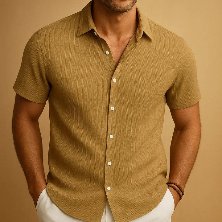Ethan | Textured Stripe Short Sleeve Men's Smart-Casual Shirt