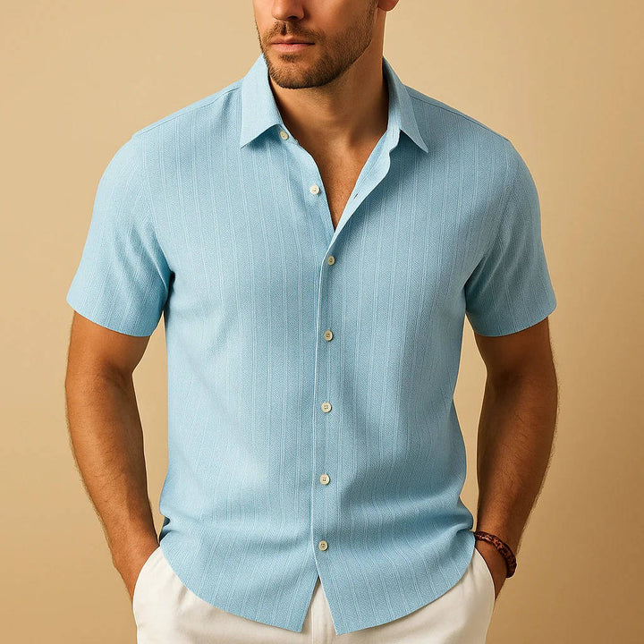 Ethan | Textured Stripe Short Sleeve Men's Smart-Casual Shirt