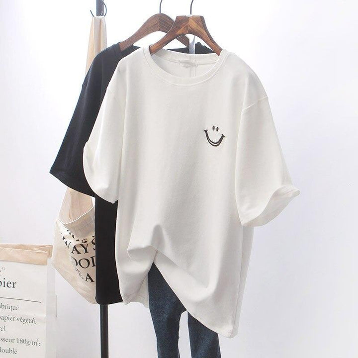 Smile | Trendy Cotton T-shirt with Smiley Print – Casual Streetwear Summer Style