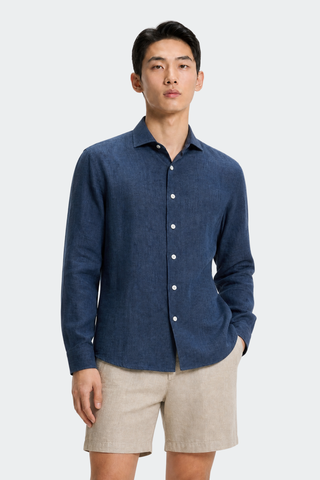 Dante | Men's Slim Fit Long Sleeve Linen Shirt
