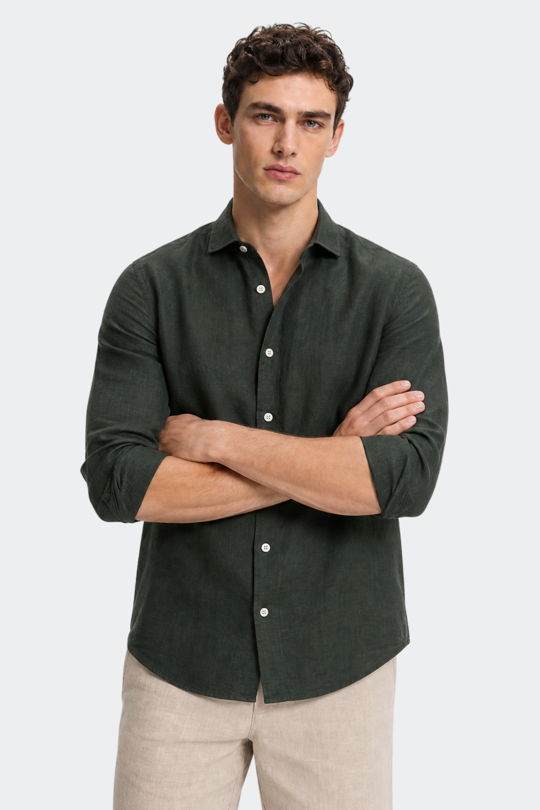 Dante | Men's Slim Fit Long Sleeve Linen Shirt