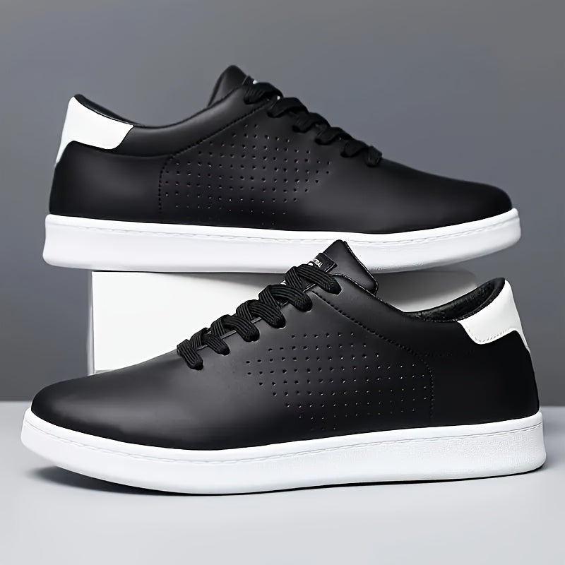 Lawton | Perforated Leather Tan Collar Lace-Up White Sneakers Mens Shoes