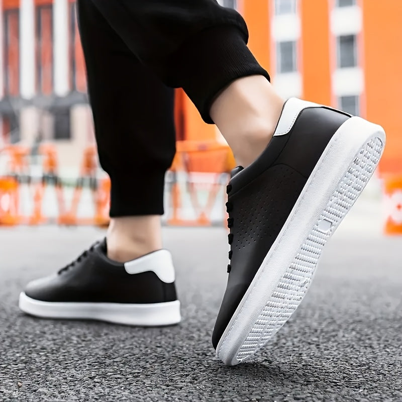 Lawton | Perforated Leather Tan Collar Lace-Up White Sneakers Mens Shoes