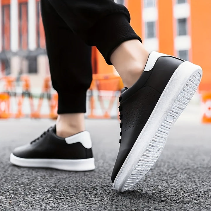 Lawton | Perforated Leather Tan Collar Lace-Up White Sneakers Mens Shoes