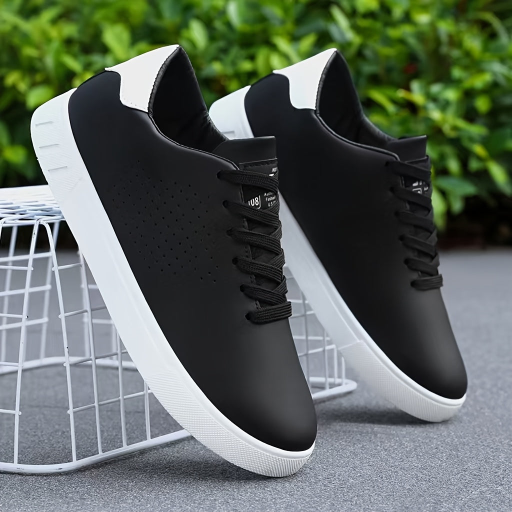 Lawton | Perforated Leather Tan Collar Lace-Up White Sneakers Mens Shoes