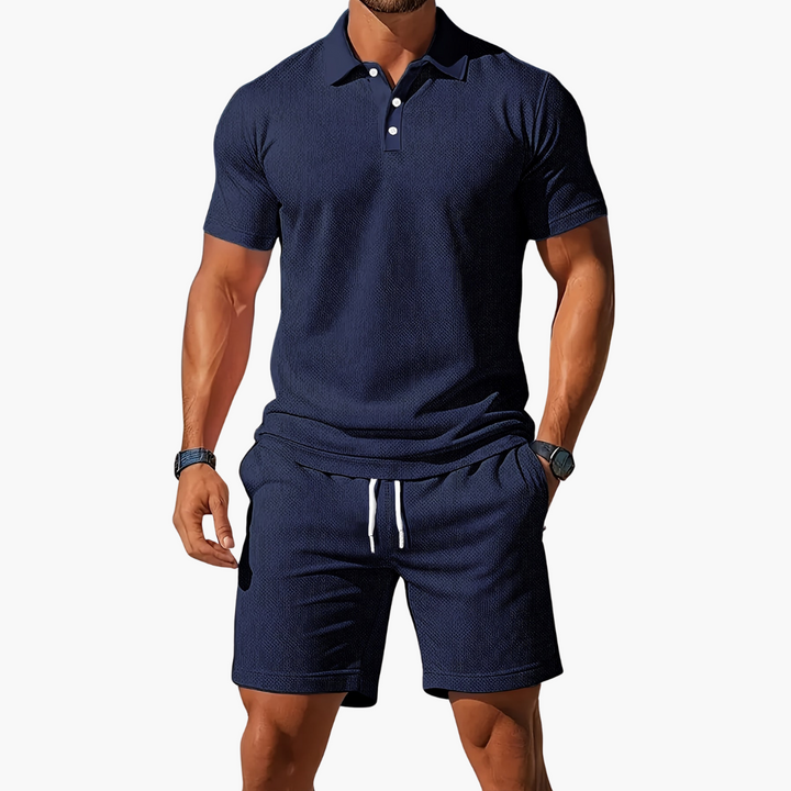 Cannes | Men's Waffle Polo Shorts Co-ord Set