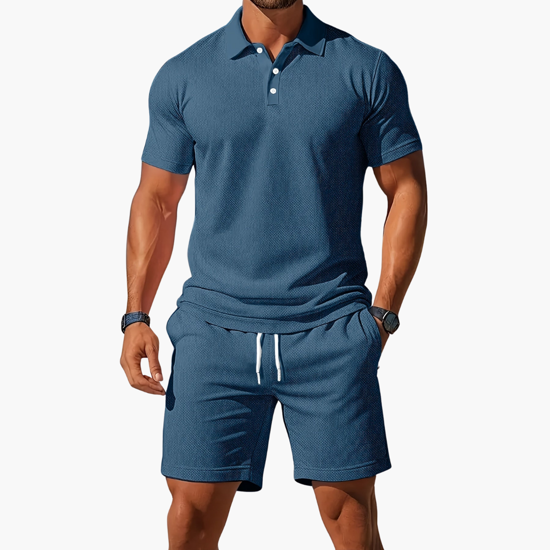 Cannes | Men's Waffle Polo Shorts Co-ord Set