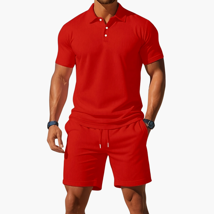 Cannes | Men's Waffle Polo Shorts Co-ord Set