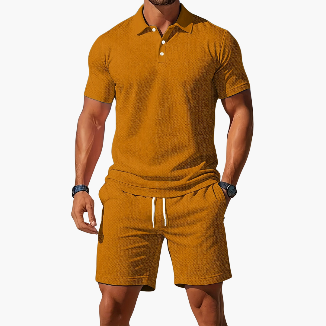 Cannes | Men's Waffle Polo Shorts Co-ord Set