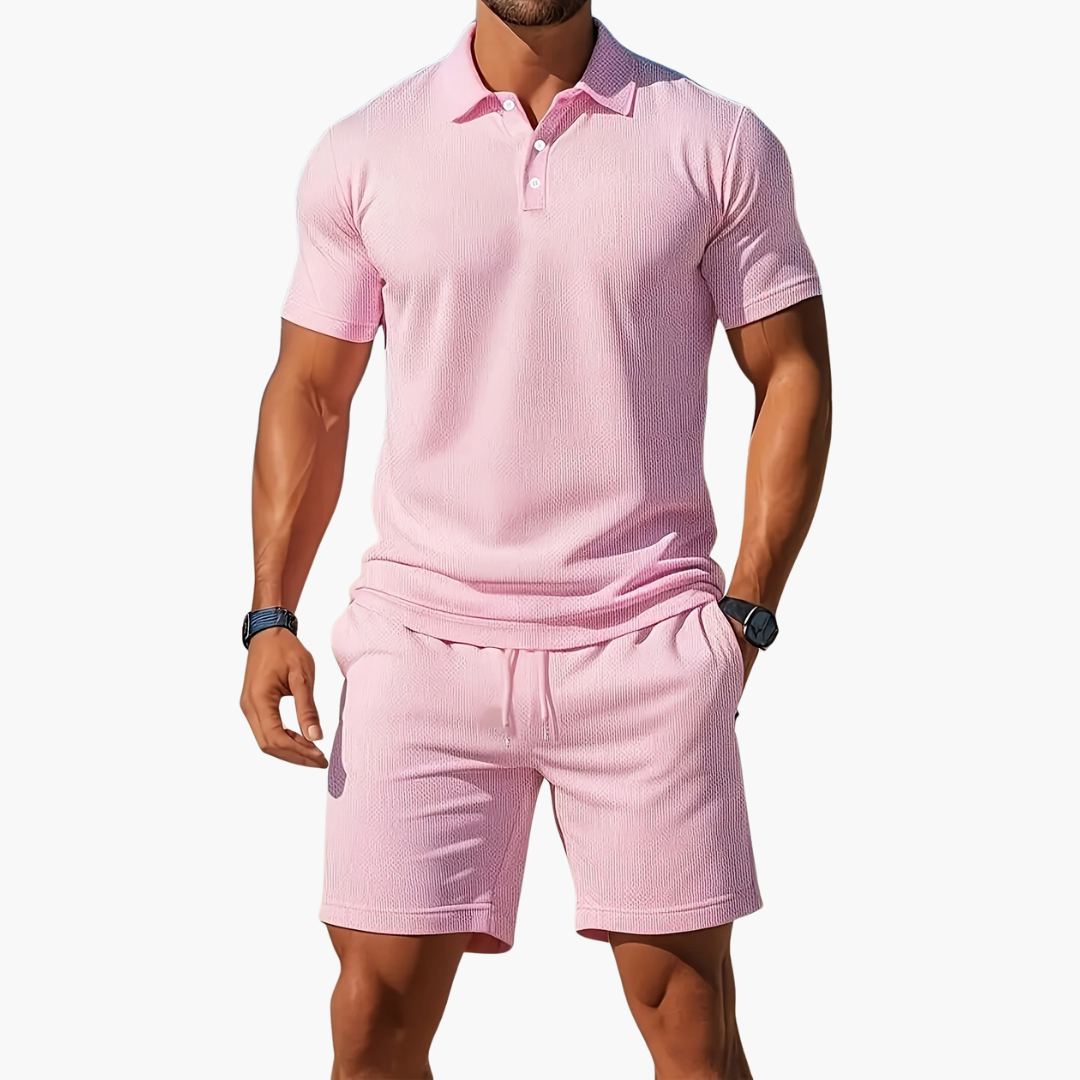 Cannes | Men's Waffle Polo Shorts Co-ord Set