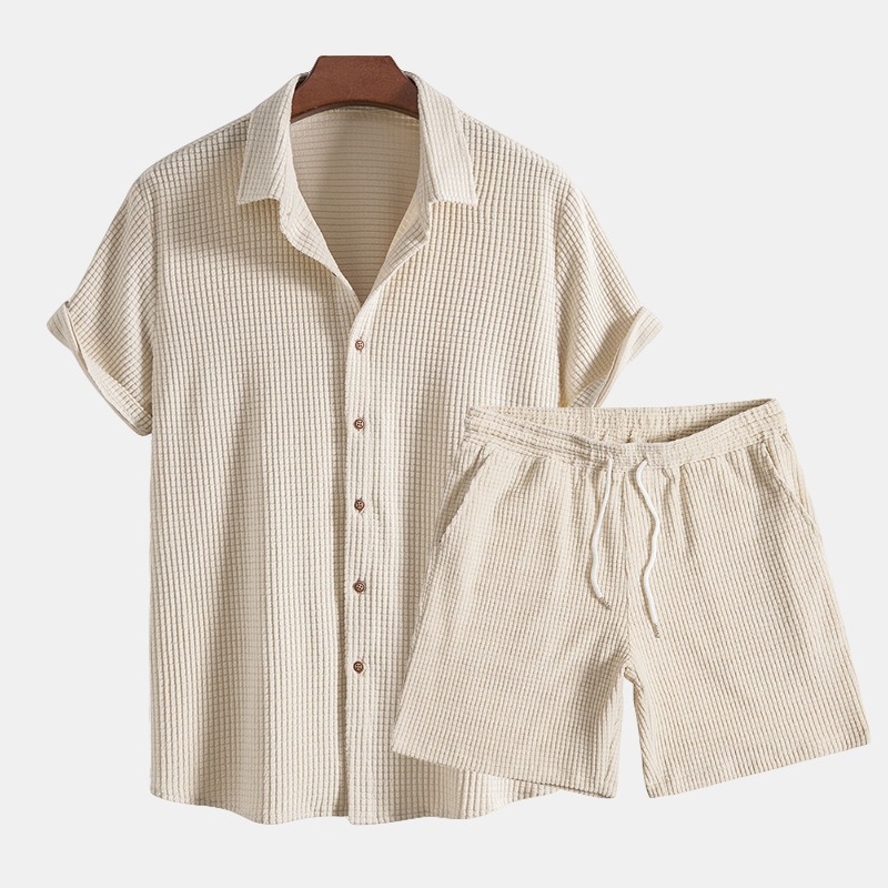 Corsica | Men's Textured Shirt Shorts Co-ord Set