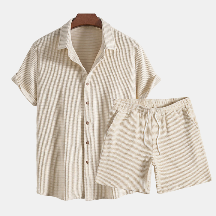 Corsica | Men's Textured Shirt Shorts Co-ord Set