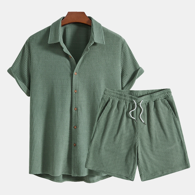 Corsica | Men's Textured Shirt Shorts Co-ord Set