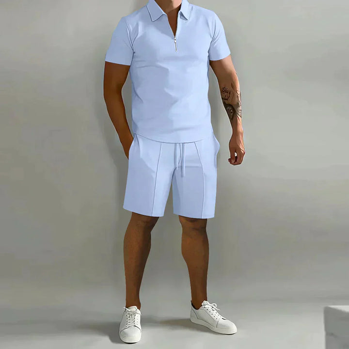 Verso | Zip Polo and Drawstring Mens Shorts Set