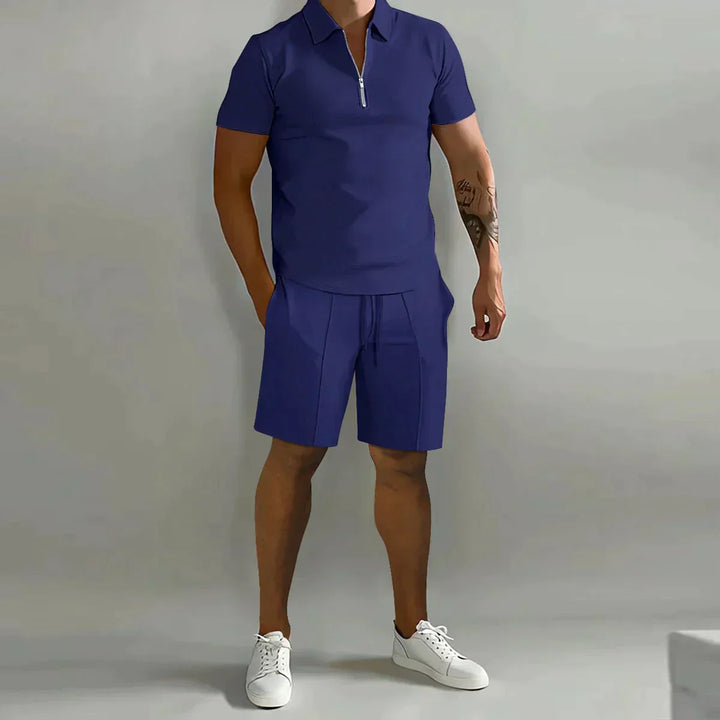 Verso | Zip Polo and Drawstring Mens Shorts Set
